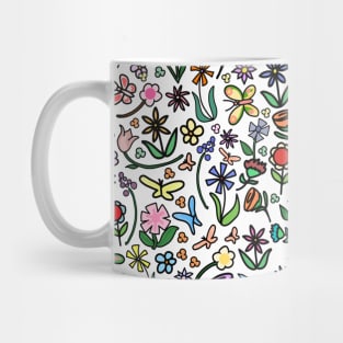 Cute Cartoon Flowers and Butterflies Mug